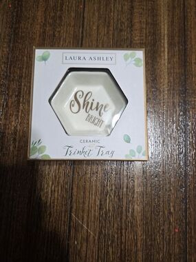 Laura Ashley White & Gold Hexagon Ceramic Trinket Tray